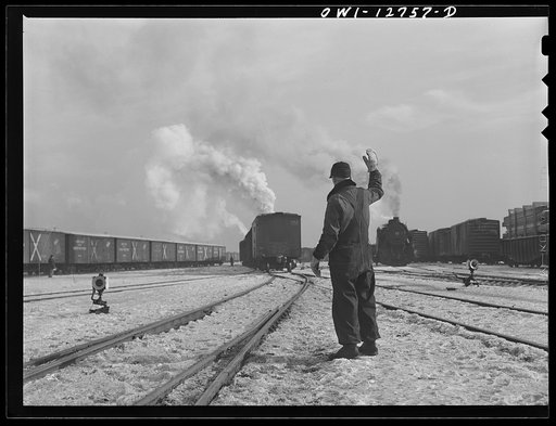Chicago, Illinois. In one of the Chicago and Northwestern Railroad classification yards