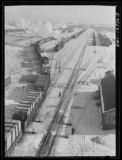 Chicago, Illinois. General view of one of the Chicago and Northwestern Railroad classification yards