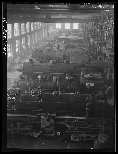 Untitled photo, possibly related to: Chicago, Illinois. Chicago and Northwestern Railroad locomotive shops