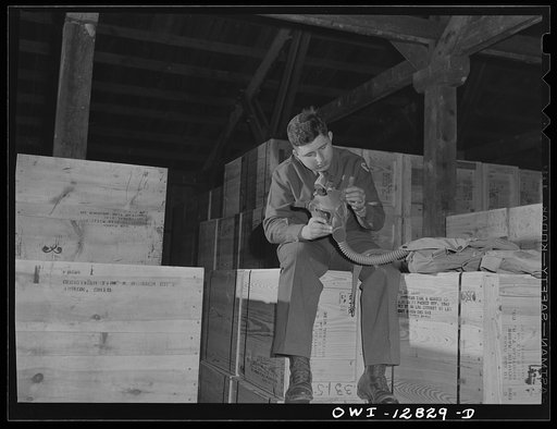 Untitled photo, possibly related to: Fort Belvoir, Virginia. Constantine P. Lihas, a twenty-one year old Greek-American soldier, formerly a material handler at the General Electric Company plant at Pittsburgh. Both parents were born in Greece; father came to the United States in 1906, mother in 1921