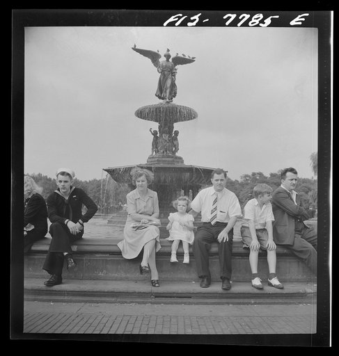 New York, New York. Fountain on the mall in Central Park on Sunday