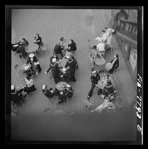 Untitled photo, possibly related to: New York, New York. The mall restaurant in Central Park on Sunday