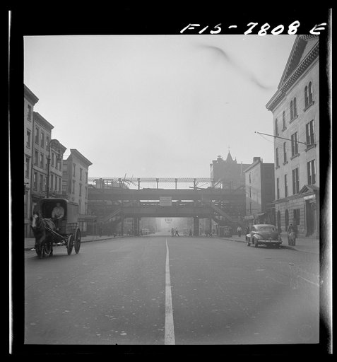 Untitled photo, possibly related to: New York, New York. Second Avenue elevated railway at 14th Street, in process of demolition; looking east at 7 a.m.