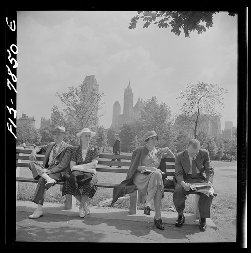 Untitled photo, possibly related to: New York, New York Sunday sitters near the mall, in Central Park, looking south