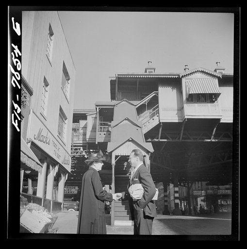Untitled photo, possibly related to: New York, New York. 94th Street station of the Third Avenue elevated railway at 8 a.m.