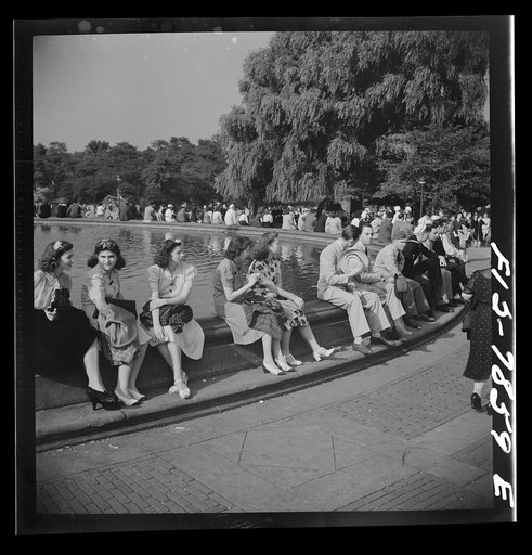 New York, New York. Mall fountain in Central Park on Sunday