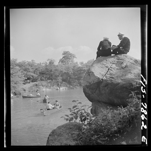 New York, New York. Central Park lake on Sunday
