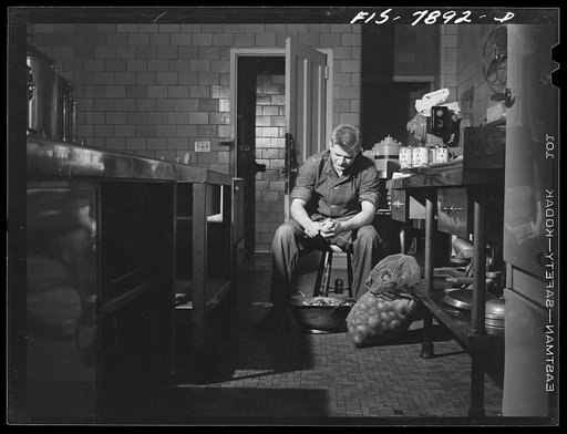 Untitled photo, possibly related to: Fort Belvoir, Virginia. Sergeant George Camblair on kitchen police duty