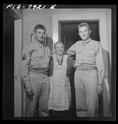 Washington, D.C. Sergeant George Camblair with his mother and brother while at home