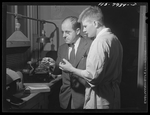 Fort Belvoir, Virginia. Sergeant George Camblair used to work as a lens grinder in an optical firm. His employer said he had the makings of a good lens grinder