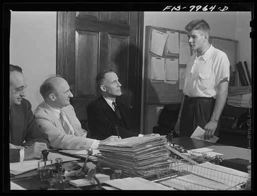 Washington, D.C. George Camblair reporting to his Selective Service Board after receiving his notice of induction