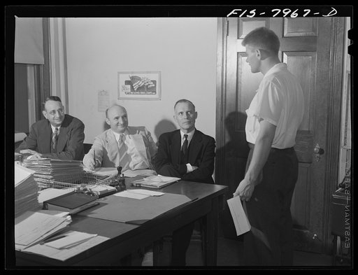 Washington, D.C. George Camblair reporting to his Selective Service Board after receiving his notice of induction