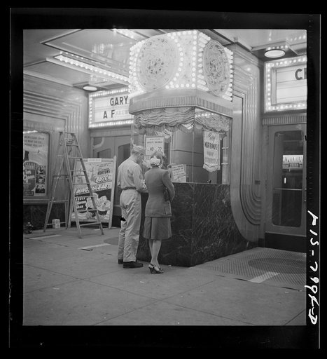 Untitled photo, possibly related to: Washington, D.C. Sergeant George Camblair taking his girlfriend to the movies while he is at home on a weekend furlough