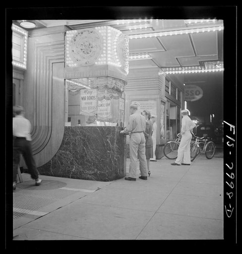 Untitled photo, possibly related to: Washington, D.C. Sergeant George Camblair taking his girlfriend to the movies while he is at home on a weekend furlough