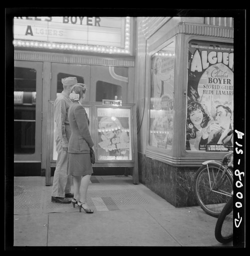 Untitled photo, possibly related to: Washington, D.C. Sergeant George Camblair taking his girlfriend to the movies while he is at home on a weekend furlough