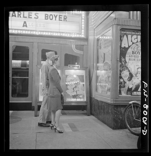 Untitled photo, possibly related to: Washington, D.C. Sergeant George Camblair taking his girlfriend to the movies while he is at home on a weekend furlough