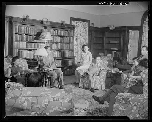 Washington, D.C. International student assembly. Dr. Hu Shih, the Chinese ambassador, receiving a delegation of students at the Chinese embassy