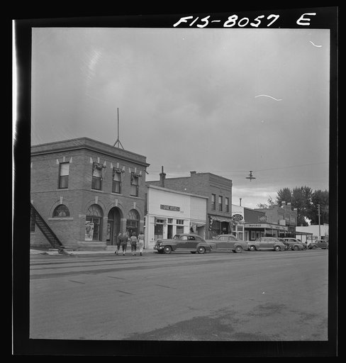 Untitled photo, possibly related to: Sheridan, Montana. Main street. Sheridan is a trading center for a cattle and agricultural and mining section