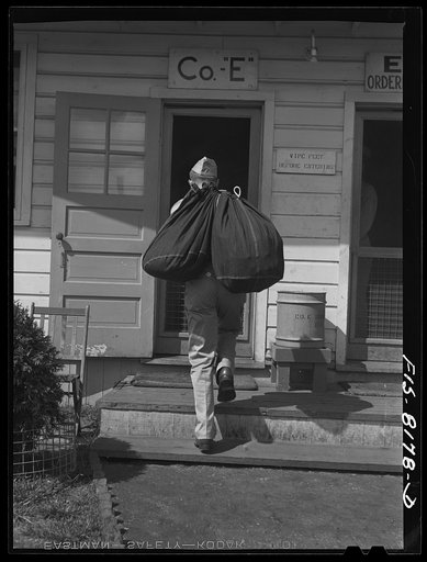 Fort Belvoir, Virginia. George Camblair being assigned a barrack