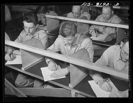 Fort Belvoir, Virginia. George Camblair taking several writen examinations at the reception center