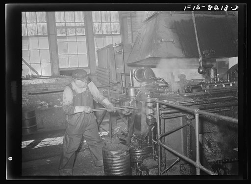 Butte, Montana. Anaconda Copper Mining Company. First step in making bits for a pneumatic drilling machine is to heat a rod of the proper size; this rod is placed into machine which punches and forms the bit; this process is called drop forging. Bit plant of the Anaconda Copper Mining Company