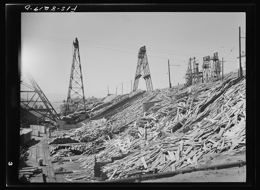 Butte, Montana. Anaconda Copper Mining Company. Timber yard of the mountain con copper mine; a large amount of timber is necessary to properly brace drifts, cross-cuts, etc. in the mines