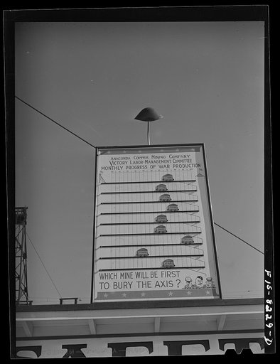 Butte, Montana. Anaconda Copper Mining Company. Chart of production progress in various mines