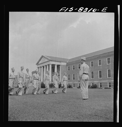 Untitled photo, possibly related to: Fort Belvoir, Virginia. Sergeant George Camblair learning to use the bayonet