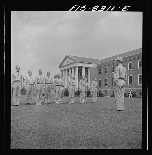 Untitled photo, possibly related to: Fort Belvoir, Virginia. Sergeant George Camblair learning to use the bayonet