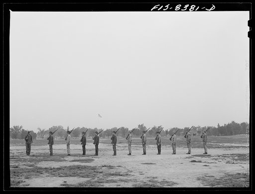 Fort Belvoir, Virginia. Sergeant George Camblair drilling his squad
