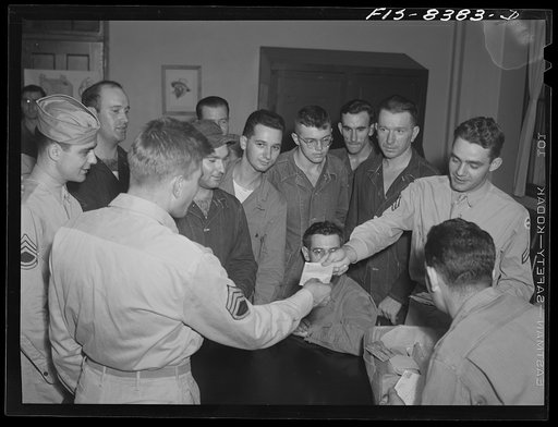 Fort Belvoir, Virginia. Sergeant George Camblair receiving mail from home