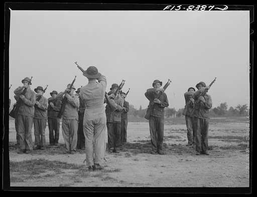 Untitled photo, possibly related to: Fort Belvoir, Virginia. Sergeant George Camblair learning the manual of arms