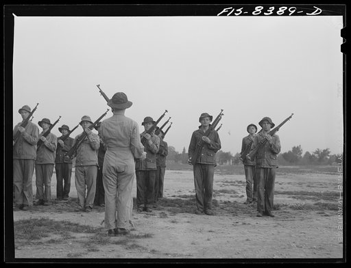 Untitled photo, possibly related to: Fort Belvoir, Virginia. Sergeant George Camblair learning the manual of arms