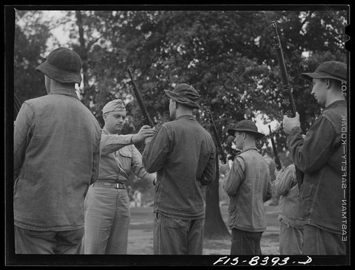 Fort Belvoir, Virginia. Sergeant George Camblair learning the manual of arms