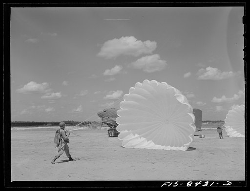 Untitled photo, possibly related to: Fort Bragg, North Carolina. Parachutists in a military demonstration