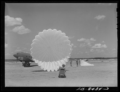 Untitled photo, possibly related to: Fort Bragg, North Carolina. Parachutists in a military demonstration