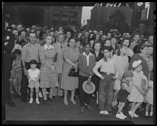 Detroit, Michigan. Worker's wives and children watching a Labor Day parade