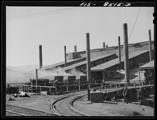 Anaconda smelter, Montana. Anaconda Copper Mining Company. Concentrate, known as calcine, is moved red-hot from the roasting furnaces to the reverberatory smelting furnaces. In the reverberatory furnace the second major elimination of impurities is accomplished; in this furnace two products are prod