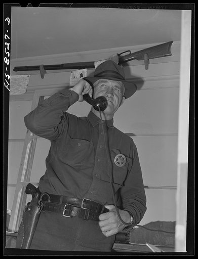 Anaconda smelter, Montana. Anaconda Copper Mining Company. Guard at the lower gate