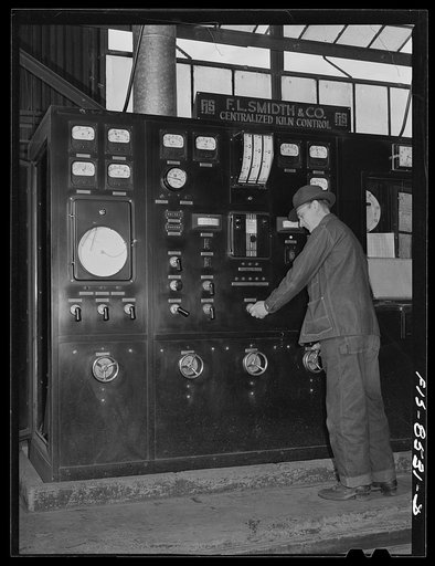Anaconda smelter, Montana. Anaconda Copper Mining Company. Control panel of the large kiln used in roasting the manganese ore