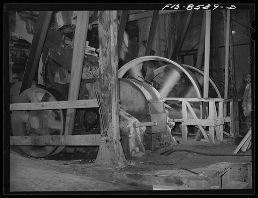 Anaconda smelter, Montana. Anaconda Copper Mining Company. A series of roll crushers reduce the size of ore from a maximum of one inch to the size of coarse sand