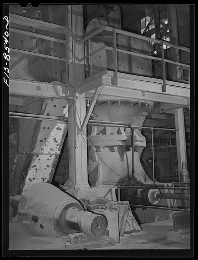 Anaconda smelter, Montana. Anaconda Copper Mining Company. Gyratory crusher in which the primary crushing is done; in this crusher mine-run ore is reduced to a maximum size of four inches
