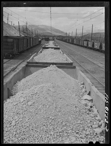 Untitled photo, possibly related to: Anaconda smelter, Montana. Anaconda Copper Mining Company. Trainload of manganese ore which will be smelter