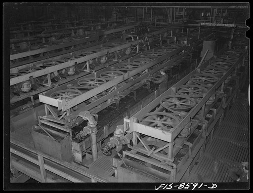 Anaconda smelter, Montana. Anaconda Copper Mining Company. Batteries of flotation machines where the ore is finally concentrated before smelting