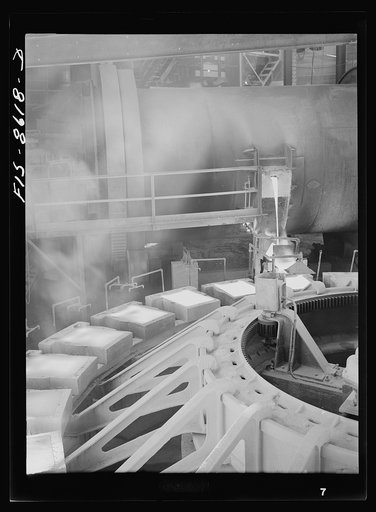 Anaconda smelter, Montana. Anaconda Copper Mining Company. Casting copper anodes