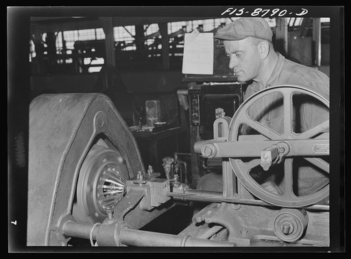 Great Falls, Montana. Anaconda Wire and Cable Company. Stranding machine