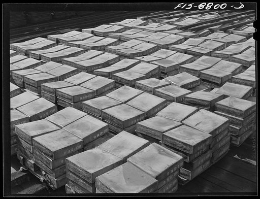 Great Falls, Montana. Anaconda Copper Mining Company. Wedge cakes of copper ready to be shipped to market