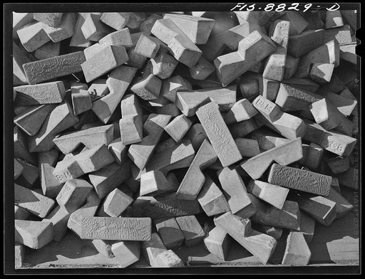 Great Falls, Montana. Anaconda Copper Mining Company. Copper ingots from which brass, bronze and other alloys are produced