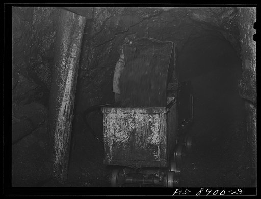 Untitled photo, possibly related to: Ben Bow chromite mine, Stillwater County, Montana. Mucking chrome ore