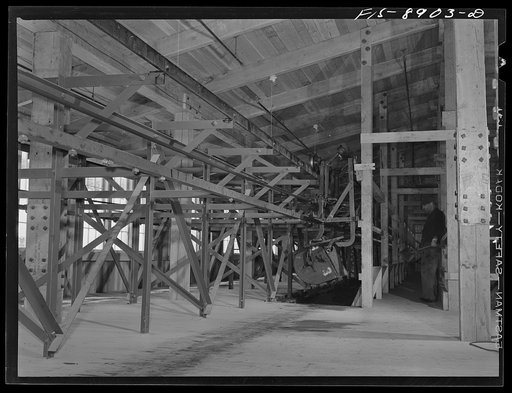 Ben Bow chromite mine, Stillwater County, Montana. Chrome ore is delivered from the Ben Bow mine to the mill by means of buckets on an aerial tram